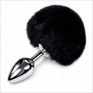 ALIVE - ANAL PLEASURE PLUG SMOOTH METAL FLUFFY BLACK SIZE S