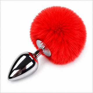ALIVE - ANAL PLEASURE PLUG SMOOTH METAL FLUFFY RED SIZE S