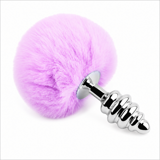 ALIVE - ANAL PLEASURE PLUG SPIRAL METAL FLUFFY VIOLET SIZE M