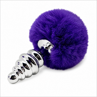 ALIVE - ANAL PLEASURE PLUG SPIRAL METAL FLUFFY DARK VIOLET SIZE M
