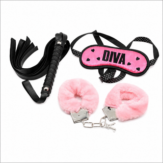 OHMAMA FETISH - BONDAGE SET OF HANDCUFFS, WHIP AND MASK
