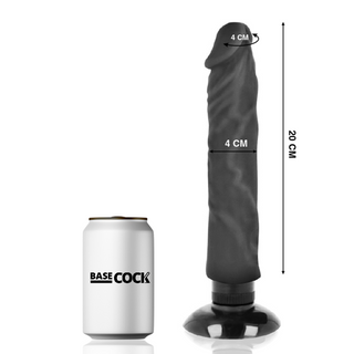 BASECOCK — REĀLISTS VIBRATORS 2-1 BLACK 20 CM -O- 4 CM